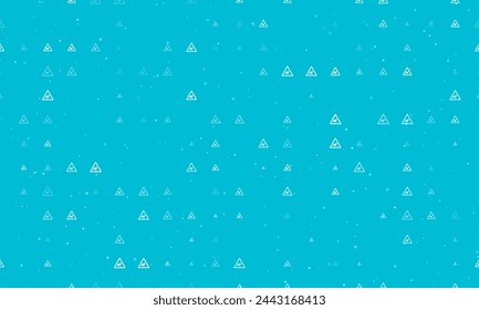 Seamless background pattern of evenly spaced white pets road signs of different sizes and opacity. Vector illustration on cyan background with stars