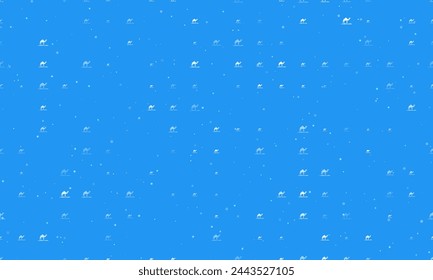 Seamless background pattern of evenly spaced white wild camel symbols of different sizes and opacity. Vector illustration on blue background with stars