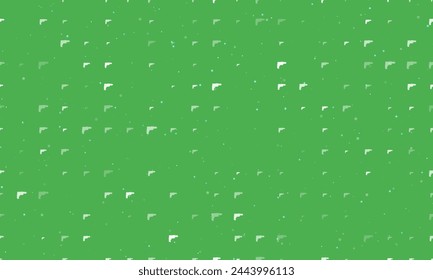 Seamless background pattern of evenly spaced white electric drill symbols of different sizes and opacity. Vector illustration on green background with stars