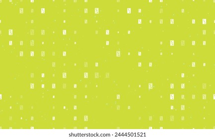 Seamless background pattern of evenly spaced white Three of hearts playing cards of different sizes and opacity. Vector illustration on lime background with stars