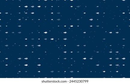 Seamless background pattern of evenly spaced white vise symbols of different sizes and opacity. Vector illustration on dark blue background with stars