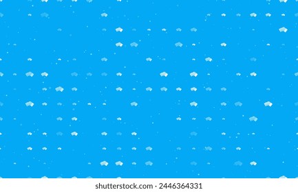 Seamless background pattern of evenly spaced white playing cards symbols of different sizes and opacity. Vector illustration on light blue background with stars