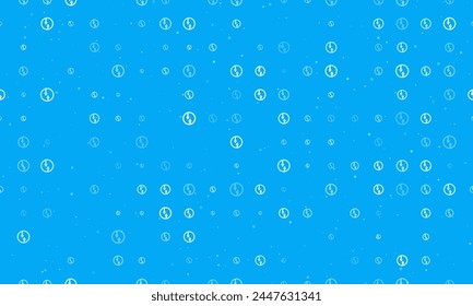 Seamless background pattern of evenly spaced white advantage of oncoming traffic signs of different sizes and opacity. Vector illustration on light blue background with stars