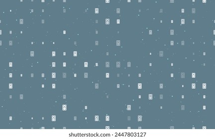 Seamless background pattern of evenly spaced white seven of diamonds playing cards of different sizes and opacity. Vector illustration on blue gray background with stars