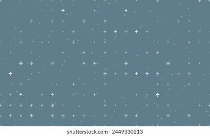 Seamless background pattern of evenly spaced white division symbols of different sizes and opacity. Vector illustration on blue gray background with stars