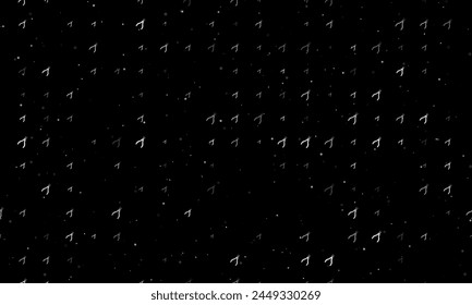 Seamless background pattern of evenly spaced white round pliers symbols of different sizes and opacity. Vector illustration on black background with stars