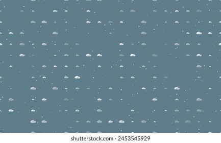 Seamless background pattern of evenly spaced white vintage car symbols of different sizes and opacity. Vector illustration on blue gray background with stars