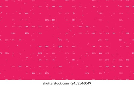 Seamless background pattern of evenly spaced white 25 percent symbols of different sizes and opacity. Vector illustration on pink background with stars