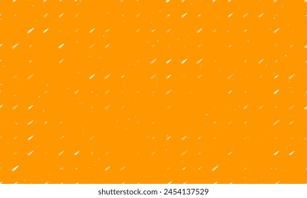 Seamless background pattern of evenly spaced white hand saw symbols of different sizes and opacity. Vector illustration on orange background with stars