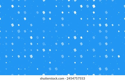 Seamless background pattern of evenly spaced white magic book symbols of different sizes and opacity. Vector illustration on blue background with stars