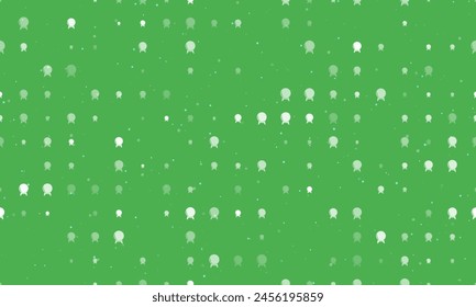 Seamless background pattern of evenly spaced white spirit ball symbols of different sizes and opacity. Vector illustration on green background with stars