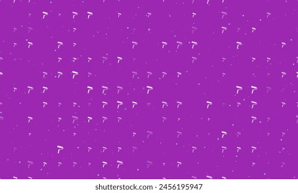 Seamless background pattern of evenly spaced white paint roller symbols of different sizes and opacity. Vector illustration on purple background with stars