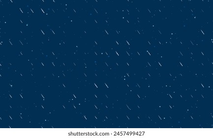 Seamless background pattern of evenly spaced white artistic brush symbols of different sizes and opacity. Vector illustration on dark blue background with stars