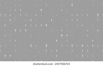 Seamless background pattern of evenly spaced white 3D printer symbols of different sizes and opacity. Vector illustration on gray background with stars