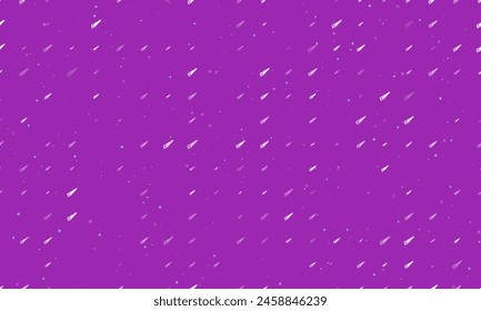 Seamless background pattern of evenly spaced white hand saw symbols of different sizes and opacity. Vector illustration on purple background with stars