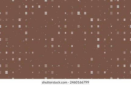 Seamless background pattern of evenly spaced white identity symbols of different sizes and opacity. Vector illustration on brown background with stars