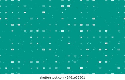 Seamless background pattern of evenly spaced white chest symbols of different sizes and opacity. Vector illustration on teal background with stars