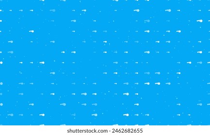 Seamless background pattern of evenly spaced white angle grinder symbols of different sizes and opacity. Vector illustration on light blue background with stars