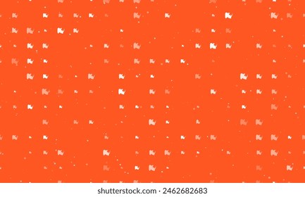 Seamless background pattern of evenly spaced white rhinoceros head symbols of different sizes and opacity. Vector illustration on deep orange background with stars