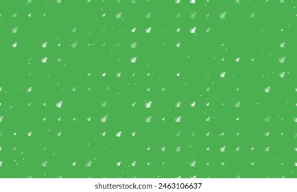 Seamless background pattern of evenly spaced white raccoon symbols of different sizes and opacity. Vector illustration on green background with stars
