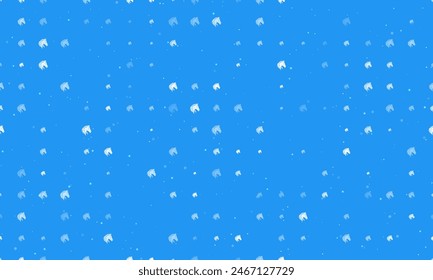 Seamless background pattern of evenly spaced white horse's head symbols of different sizes and opacity. Vector illustration on blue background with stars