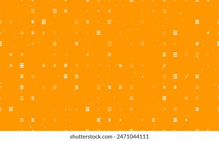 Seamless background pattern of evenly spaced white identity symbols of different sizes and opacity. Vector illustration on orange background with stars