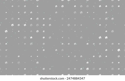 Seamless background pattern of evenly spaced white horse's head symbols of different sizes and opacity. Vector illustration on gray background with stars