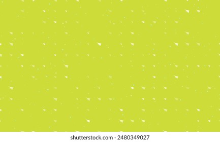 Seamless background pattern of evenly spaced white garden wheelbarrow symbols of different sizes and opacity. Vector illustration on lime background with stars