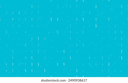 Seamless background pattern of evenly spaced white integral symbols of different sizes and opacity. Vector illustration on cyan background with stars