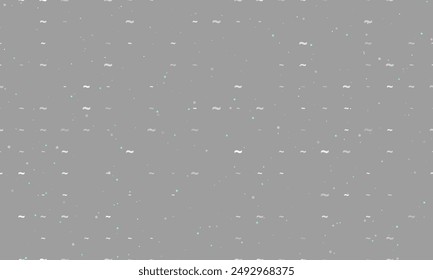 Seamless background pattern of evenly spaced white tilde symbols of different sizes and opacity. Vector illustration on gray background with stars