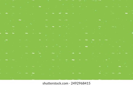 Seamless background pattern of evenly spaced white tilde symbols of different sizes and opacity. Vector illustration on light green background with stars