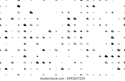 Seamless background pattern of evenly spaced black electric plane symbols of different sizes and opacity. Vector illustration on white background
