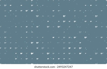 Seamless background pattern of evenly spaced white hare runs symbols of different sizes and opacity. Vector illustration on blue gray background with stars