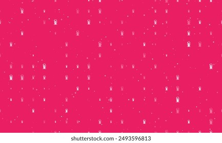 Seamless background pattern of evenly spaced white electric charging station symbols of different sizes and opacity. Vector illustration on pink background with stars