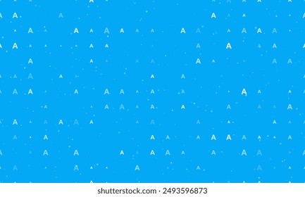 Seamless background pattern of evenly spaced white capital letter A symbols of different sizes and opacity. Vector illustration on light blue background with stars