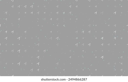 Seamless background pattern of evenly spaced white round pliers symbols of different sizes and opacity. Vector illustration on gray background with stars