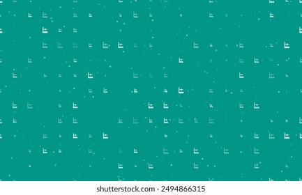 Seamless background pattern of evenly spaced white small 3D printer symbols of different sizes and opacity. Vector illustration on teal background with stars