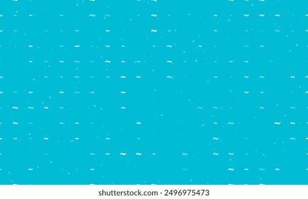 Seamless background pattern of evenly spaced white tilde symbols of different sizes and opacity. Vector illustration on cyan background with stars