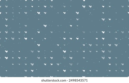 Seamless background pattern of evenly spaced white bird symbols of different sizes and opacity. Vector illustration on blue gray background with stars