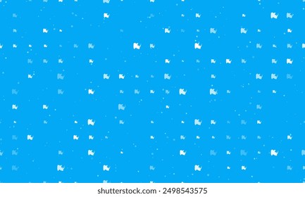 Seamless background pattern of evenly spaced white rhinoceros head symbols of different sizes and opacity. Vector illustration on light blue background with stars