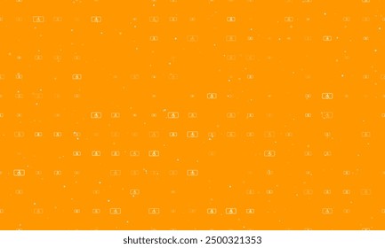 Seamless background pattern of evenly spaced white disabled road signs of different sizes and opacity. Vector illustration on orange background with stars