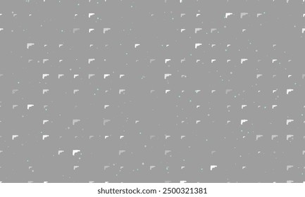 Seamless background pattern of evenly spaced white electric drill symbols of different sizes and opacity. Vector illustration on gray background with stars