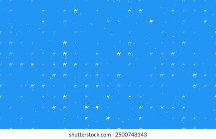 Seamless background pattern of evenly spaced white camel symbols of different sizes and opacity. Vector illustration on blue background with stars