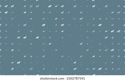 Seamless background pattern of evenly spaced white wolf symbols of different sizes and opacity. Vector illustration on blue gray background with stars