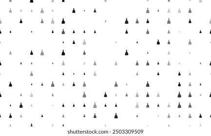 Seamless background pattern of evenly spaced black princess symbols of different sizes and opacity. Vector illustration on white background