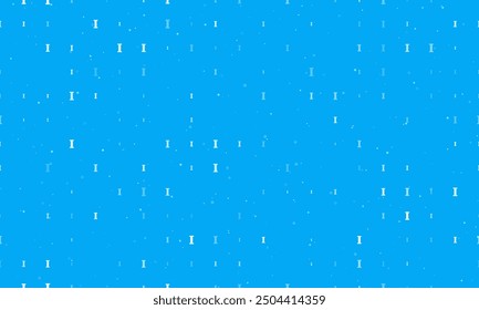 Seamless background pattern of evenly spaced white capital letter I symbols of different sizes and opacity. Vector illustration on light blue background with stars