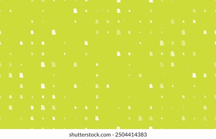 Seamless background pattern of evenly spaced white trapezium symbols of different sizes and opacity. Vector illustration on lime background with stars