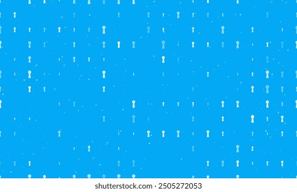 Seamless background pattern of evenly spaced white keyhole symbols of different sizes and opacity. Vector illustration on light blue background with stars
