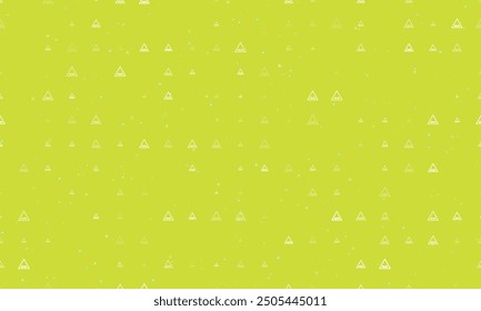 Seamless background pattern of evenly spaced white rough road signs of different sizes and opacity. Vector illustration on lime background with stars