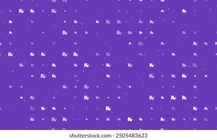 Seamless background pattern of evenly spaced white rhinoceros head symbols of different sizes and opacity. Vector illustration on deep purple background with stars